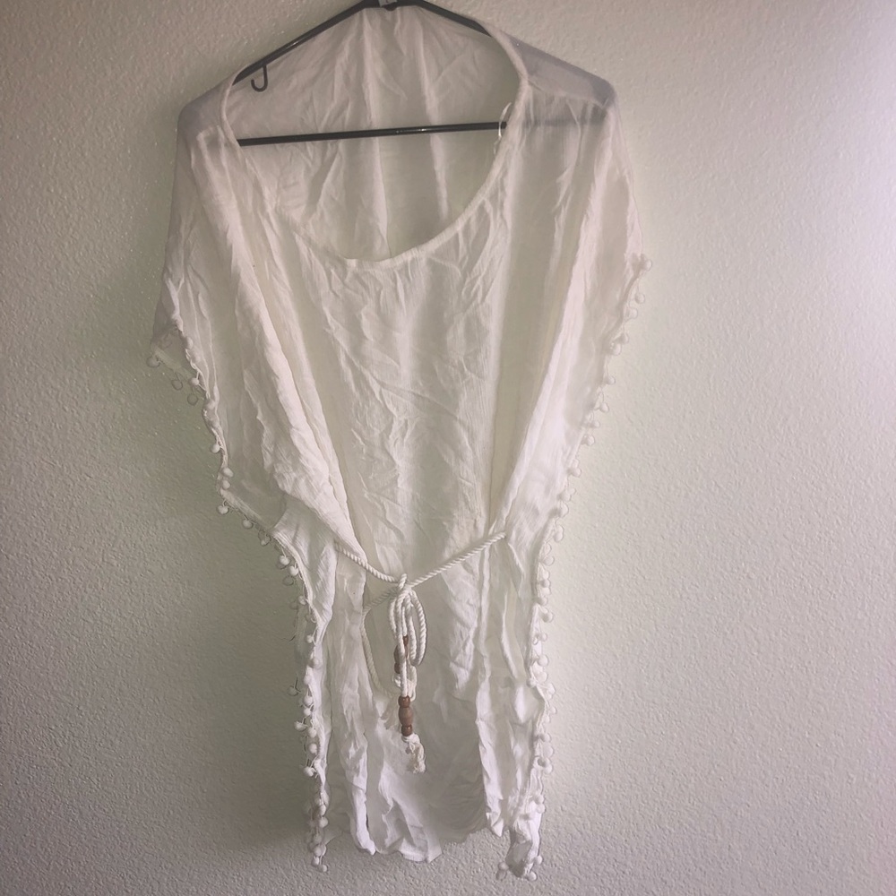 White bathing suit cover-up